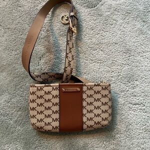 Michael Kors Signature Brown and Tan Crossbody Bag